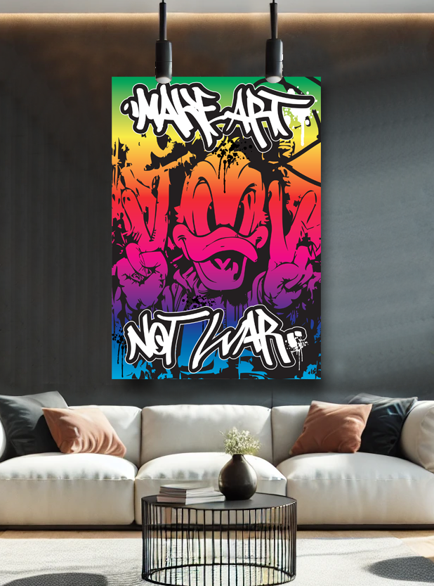 Tableau Street Art "Donald, Make Art Not War" (format rectangulaire)