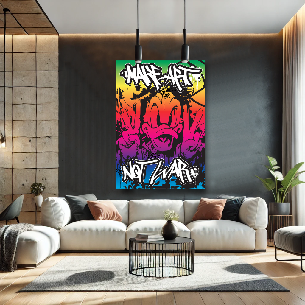 Tableau Street Art "Donald, Make Art Not War" (format rectangulaire)