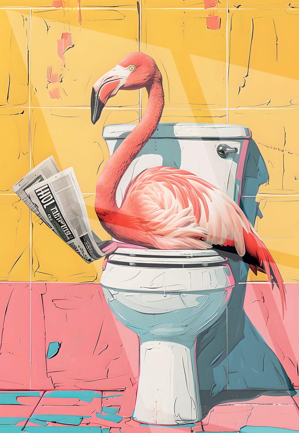 Tableau Pop Art "Flamingo Break" (format rectangulaire)