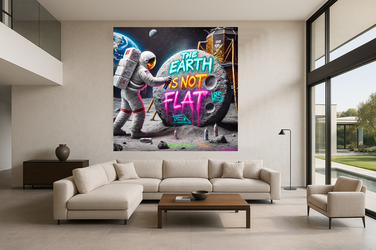 Tableau Pop Art "The Earth is Not Flat" (format carré)