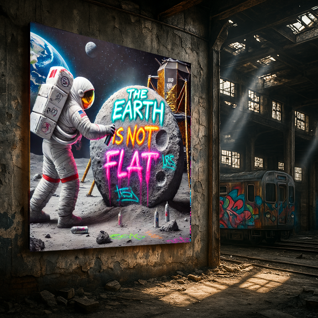 Tableau Pop Art "The Earth is Not Flat" (format carré)