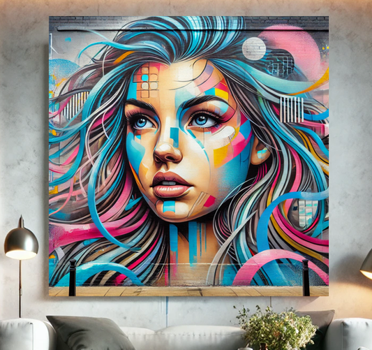Tableau Street Art "Chromatica Girl" (format carré)