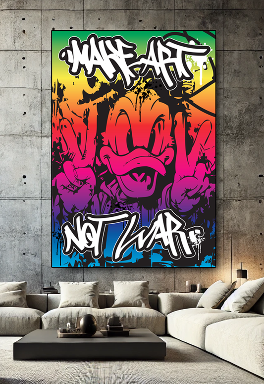Tableau Street Art "Donald, Make Art Not War" (format rectangulaire)