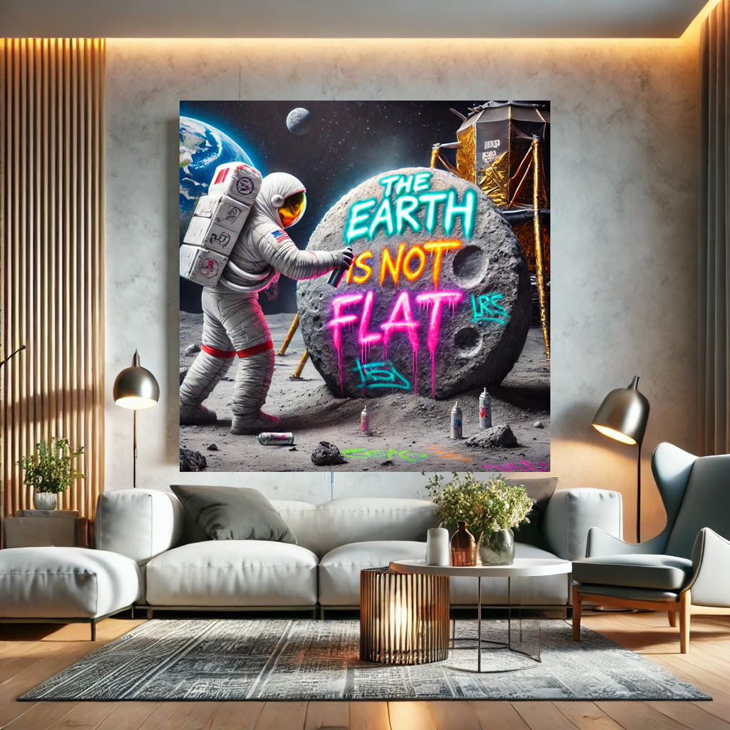 Tableau Pop Art "The Earth is Not Flat" (format carré)