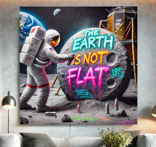 Tableau Pop Art "The Earth is Not Flat" (format carré)