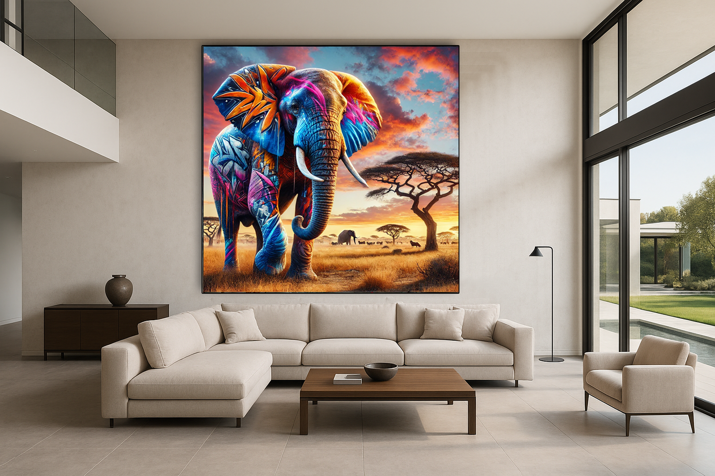 Tableau Street Art "Urban Elephant" (format carré)