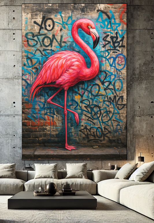 Tableau Pop Art "Flamand Rose Street" (format rectangulaire)