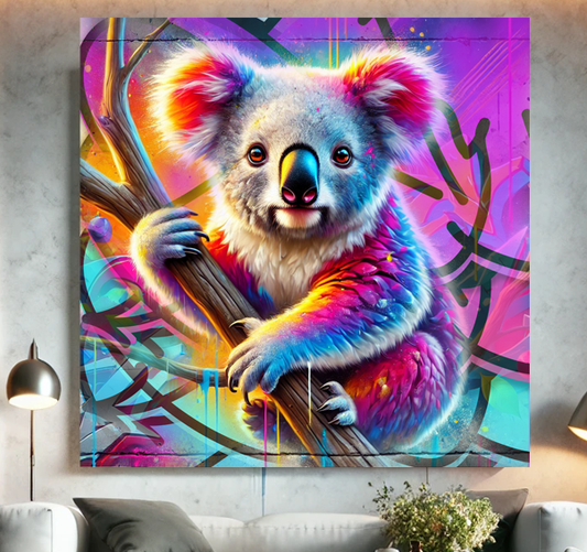 Tableau Art Tropical "Koala chromatique" (format carré)