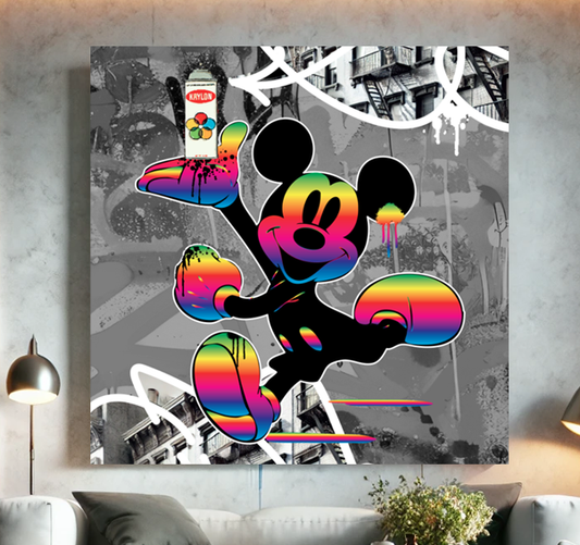 Tableau Street Art 🔥 Série Limitée 🔥 Mickey Street Colorz (format carré)