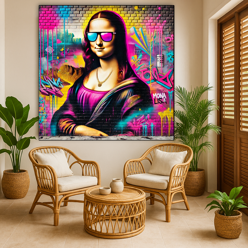 Tableau Pop Art "Street Mona" (format carré)