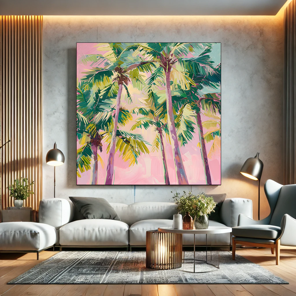 Tableau Art Tropical "Palm Escape" (format carré)