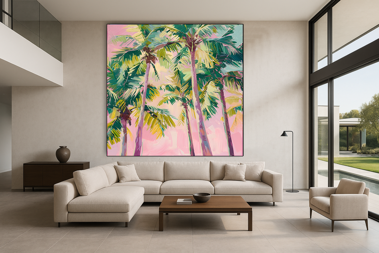 Tableau Art Tropical "Palm Escape" (format carré)