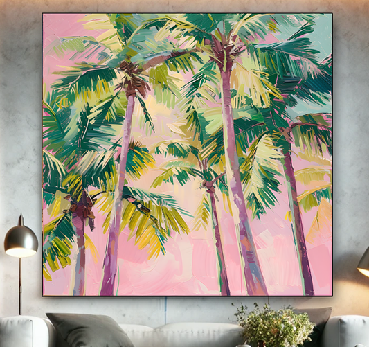 Tableau Art Tropical "Palm Escape" (format carré)