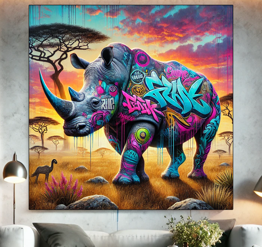 Tableau Street Art 🔥 Série Limitée 🔥 Urban Rino (format carré)