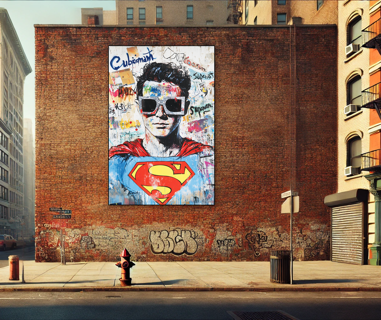 Tableau Pop Art "Super Urban Man" (format rectangulaire)
