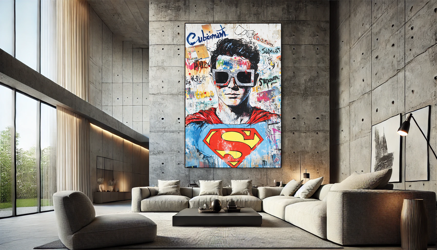 Tableau Pop Art "Super Urban Man" (format rectangulaire)
