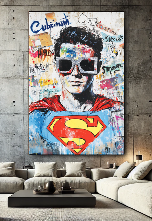 Tableau Pop Art "Super Urban Man" (format rectangulaire)
