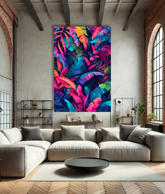 Tableau Pop Art "Jungle Vibes" (format rectangulaire)