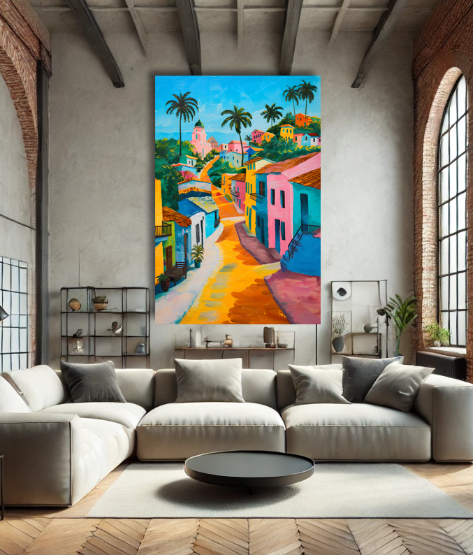Tableau Pop Art "Sun Village" (format rectangulaire)