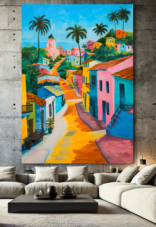 Tableau Pop Art "Sun Village" (format rectangulaire)