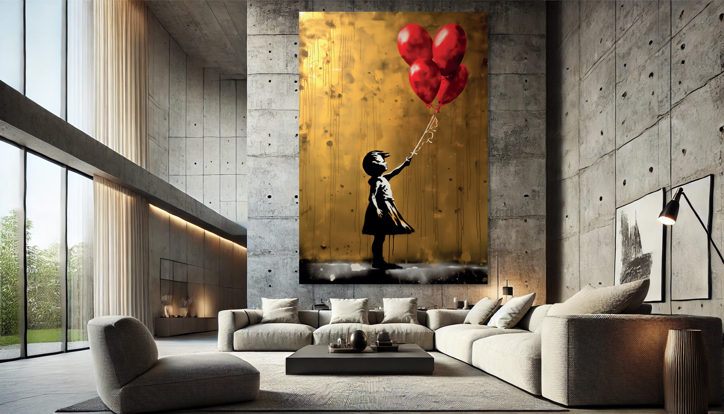 Tableau Street Art 🔥 Série Limitée 🔥 Girl with Balloons (format rectangulaire)