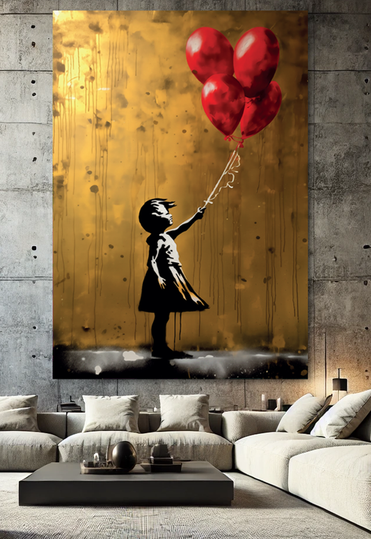 Tableau Street Art 🔥 Série Limitée 🔥 Girl with Balloons (format rectangulaire)