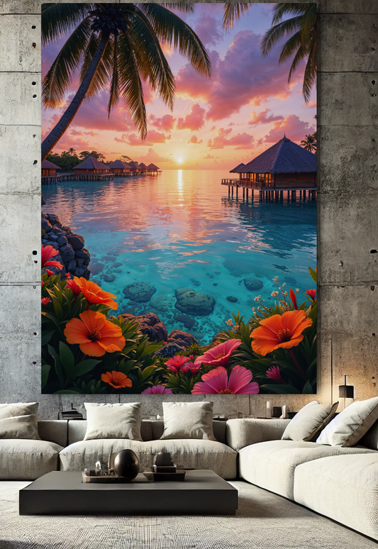 Tableau Natural Art "Art Bora Bora" (format rectangulaire)