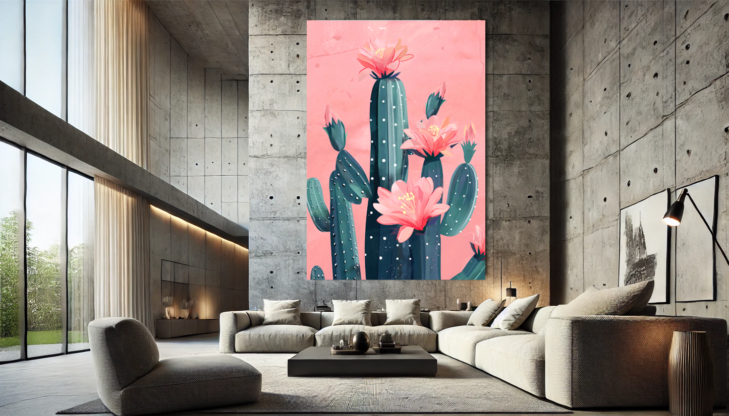 Tableau Pop Art "Cactus Bloom" (format rectangulaire)