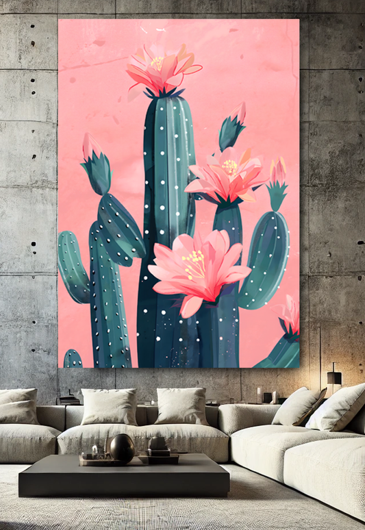Tableau Pop Art "Cactus Bloom" (format rectangulaire)