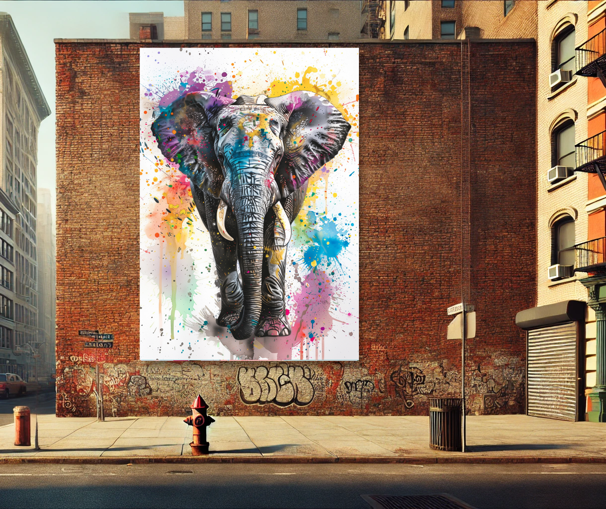 Tableau Pop Art "Elephant Pictural" (format rectangulaire)
