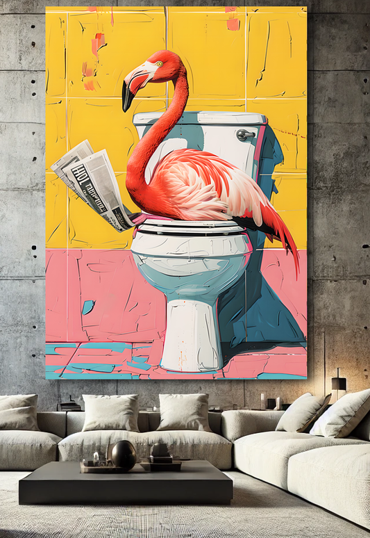 Tableau Pop Art "Flamingo Break" (format rectangulaire)