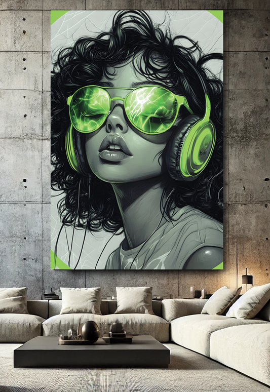 Tableau Pop Art "Green Frequency" (format rectangulaire)