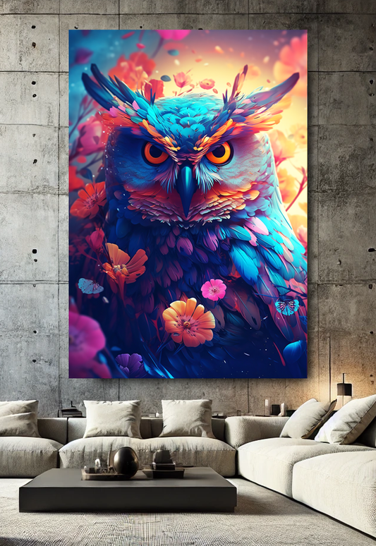 Tableau Pop Art "Owl of Colors" (format rectangulaire)