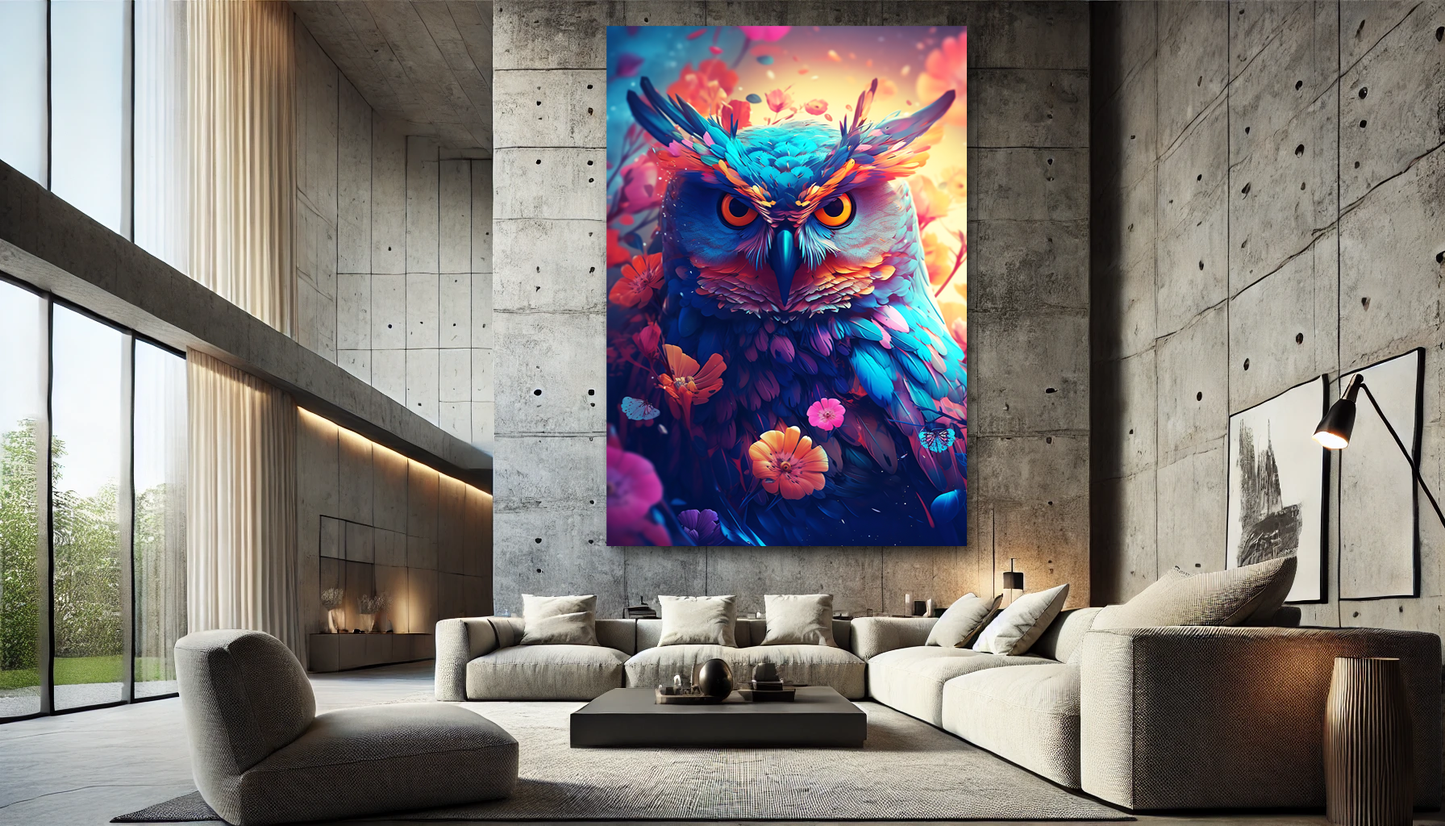 Tableau Pop Art "Owl of Colors" (format rectangulaire)