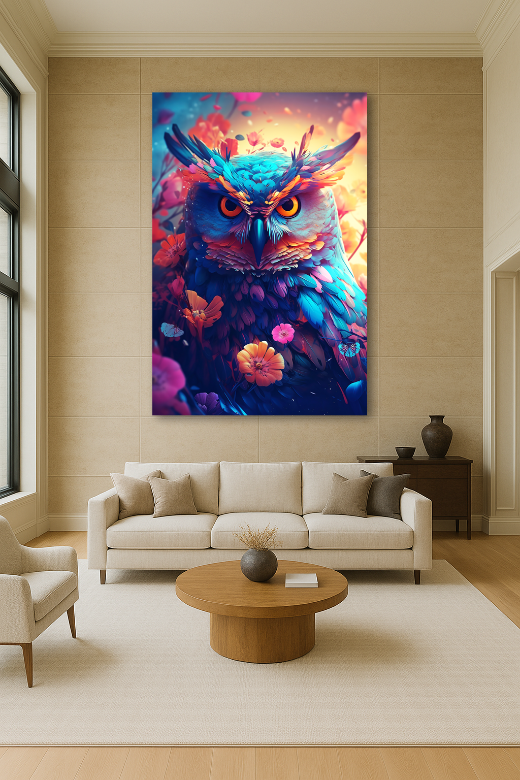Tableau Pop Art "Owl of Colors" (format rectangulaire)