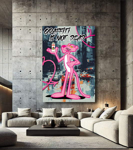 Tableau Pop Art 🔥 Série Limitée 🔥 Panthère rose "Graffiti is not dead" (format rectangulaire)