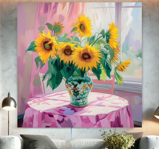 Tableau Pop Art "Éclat de Tournesols" (format carré)