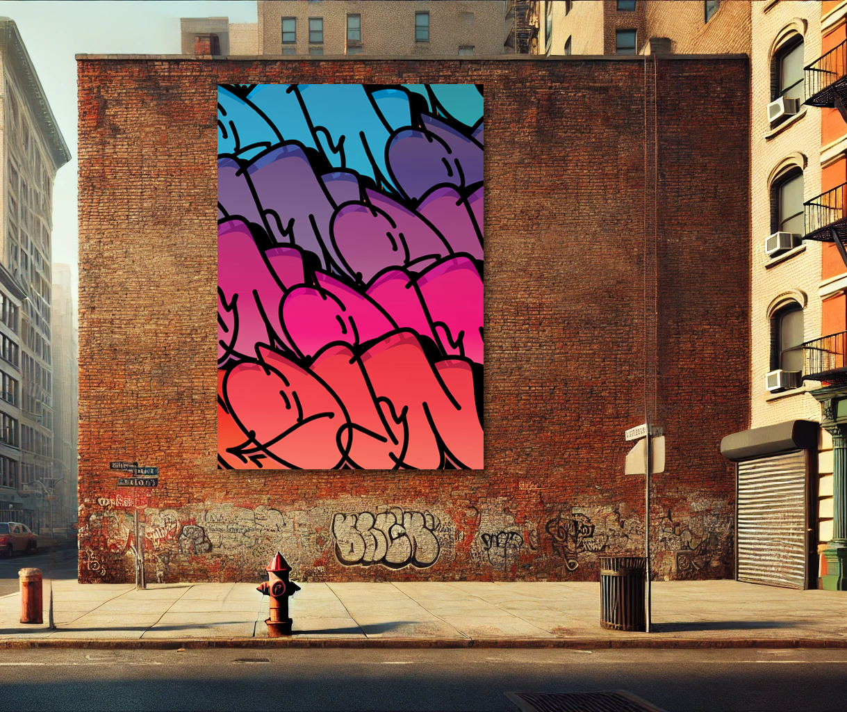 Tableau Street Art "Throw-up Graffiti Vibrations" (format rectangulaire)
