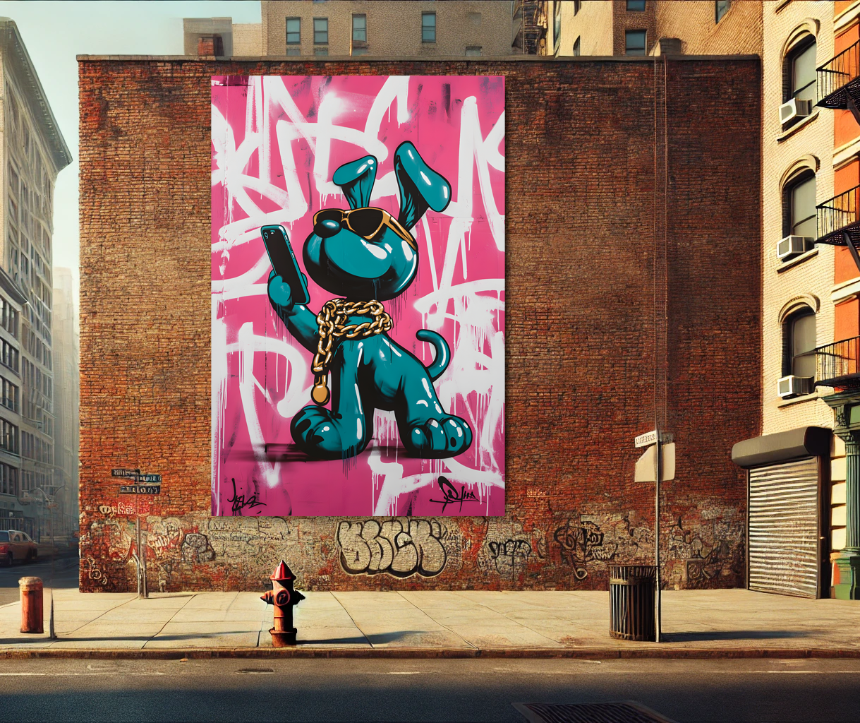 Tableau Street Art "Selfie Dogg" (format rectangulaire)