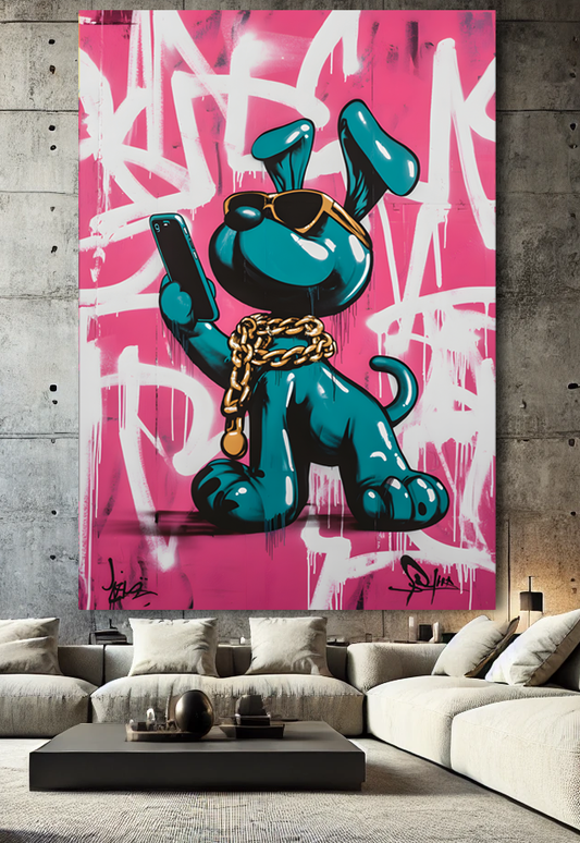 Tableau Street Art "Selfie Dogg" (format rectangulaire)