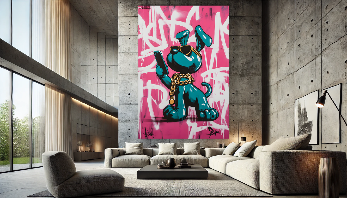 Tableau Street Art "Selfie Dogg" (format rectangulaire)