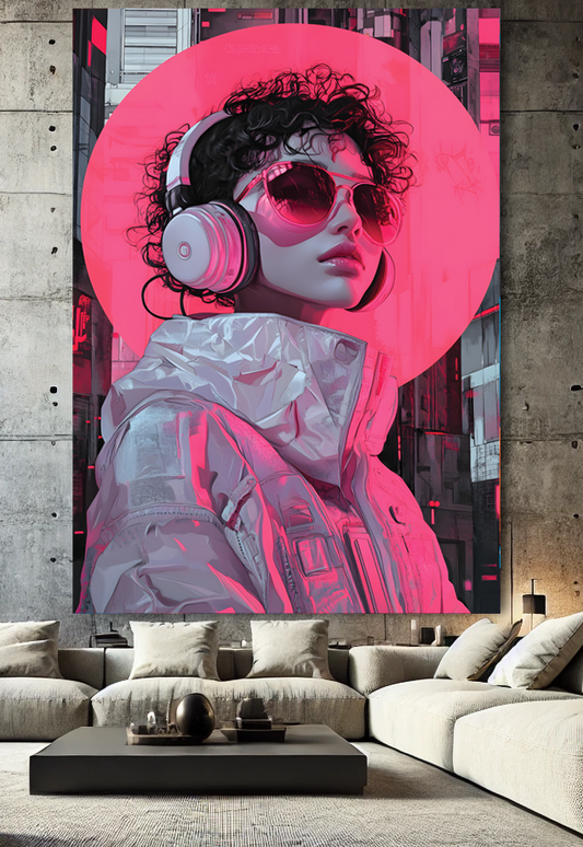 Tableau Pop Art "Neon Future" (format rectangulaire)