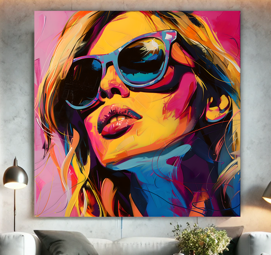 Tableau Pop Art "Pop Vibes Only" (format carré)