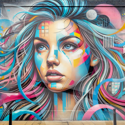 Tableau Street Art "Chromatica Girl" (format carré)