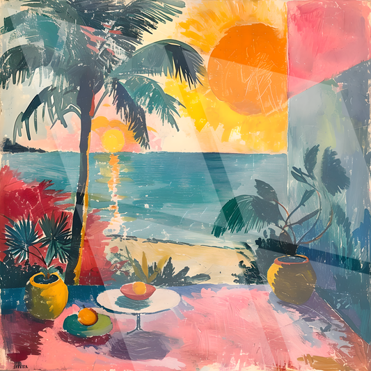 Tableau Art Tropical "Évasion Tropicale" (format carré)