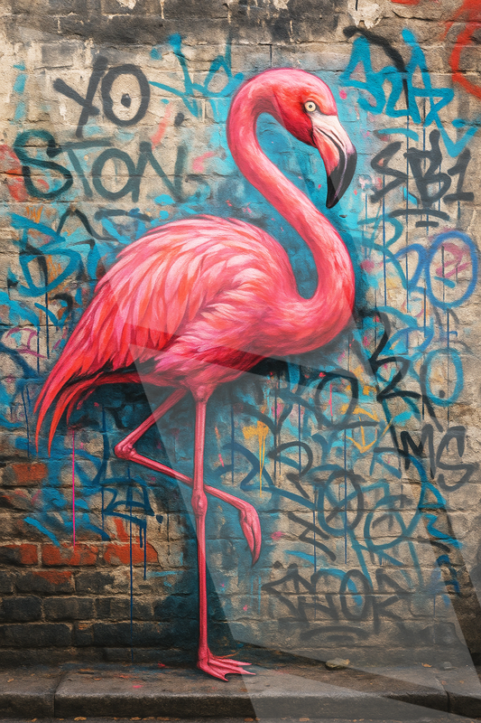 Tableau Pop Art "Flamand Rose Street" (format rectangulaire)