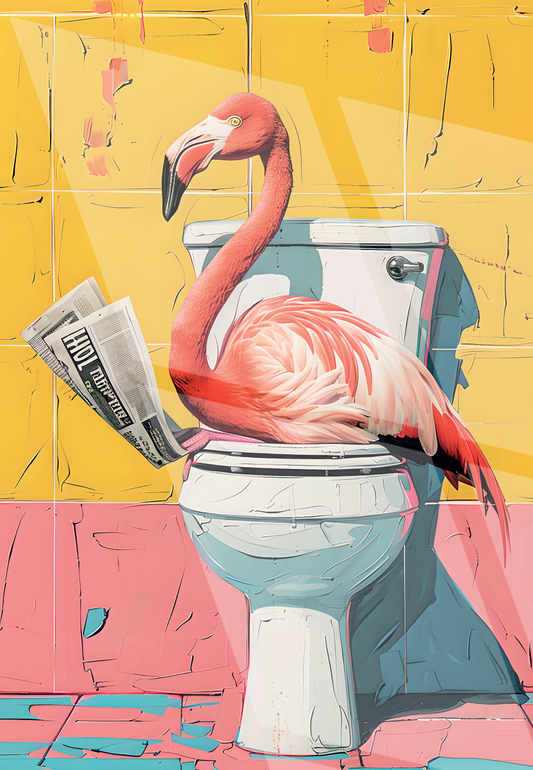 Tableau Pop Art "Flamingo Break" (format rectangulaire)