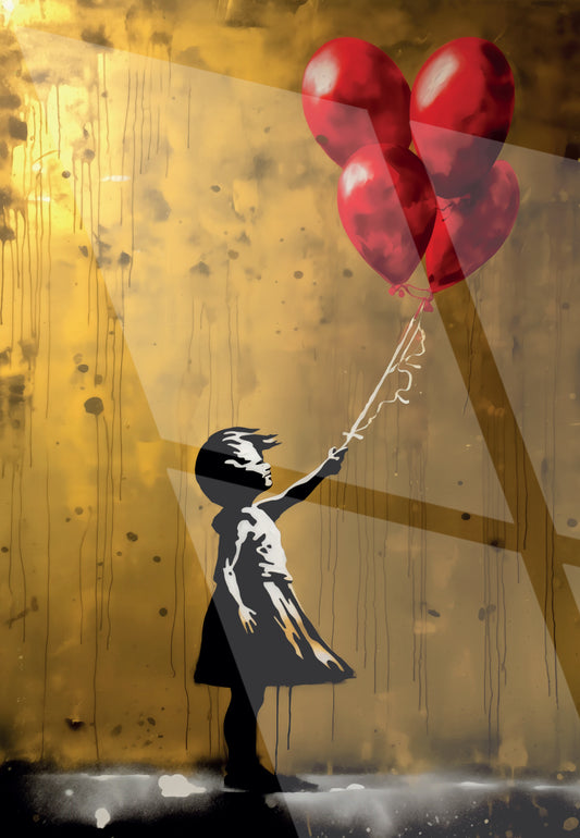 Tableau Street Art 🔥 Série Limitée 🔥 Girl with Balloons (format rectangulaire)