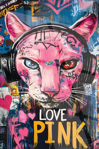 Tableau Pop Art "Love Pink" (format rectangulaire)