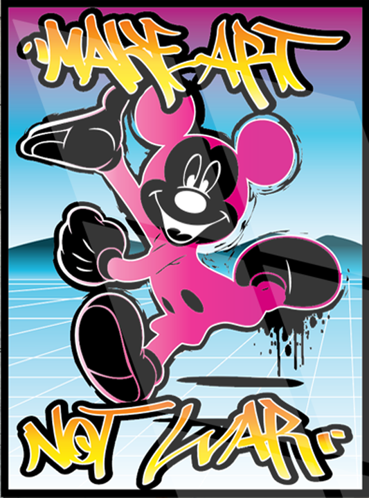 Tableau Street Art "Mickey Black, Make Art Not War" (format rectangulaire)